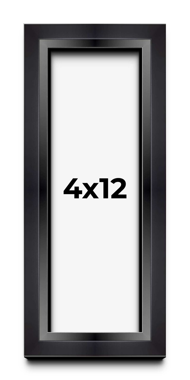4x12 Modern Shadow Box 1.5" Depth Picture Frame with UV-Resistant Acrylic & Acid Free Backing, Available in 3 Finishes - Black, Silver, White